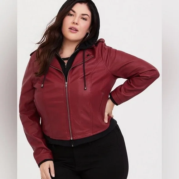Torrid Red Leather Jacket - Picture 3 of 6